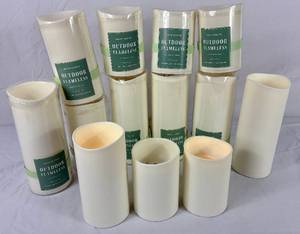 lot 121 image: Assortment of Outdoor Flameless Pillar Candles by Matchless Candle Co. - 3 sizes, 13 total