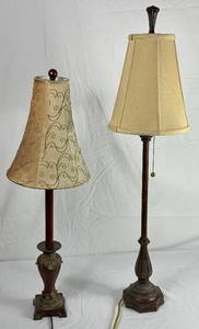lot 120 image: Set of 2 Brown Candlestick Table Lamps