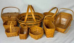 lot 116 image: Assortment of 9 Longaberger Baskets - Various Sizes and Years