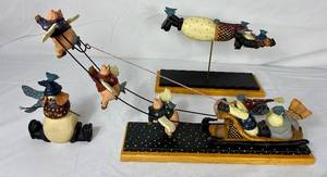 lot 109 image: Williraye Studio Folk Art Pieces - Santas Rough Road Ahead, Snow Girl and Flying Snowman