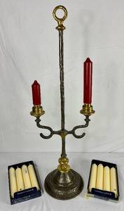 lot 97 image: Vintage Two Arm Brass Candelabra (Heavy)