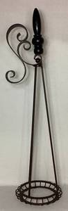 lot 111 image: Wrought Iron with Wooden Finial Dcor Statement Piece