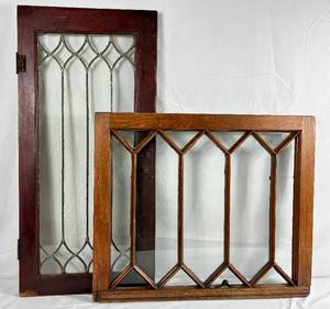 lot 2 image: Two Vintage Salvaged Glass Windows