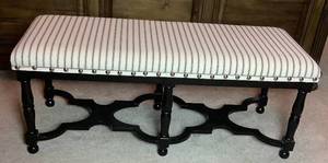lot 32 image: Black Pinstripe Cushioned Accent Bench