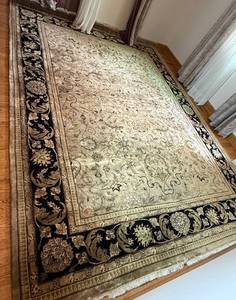lot 133 image: Black and Tan Hand Knotted Woven Wool Area Rug 8 9 x 12