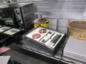 lot 213 image: GE toaster oven, Toshiba DVD player...