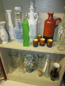 lot 246 image: Vintage decanters, vases and musc h...