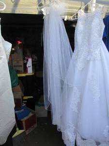 lot 278 image: White sleeveless Wedding dress with...