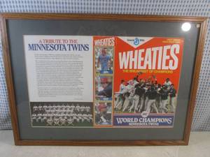 lot 37 image: (D-4) Framed Minnesota Twins 1987 W...
