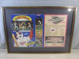 lot 38 image: (D-4) Framed Minnesota Twins 1991 W...