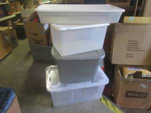 lot 137 image: (G-1) 4 Assorted Totes with Lids...