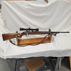 lot 32 image: Winchester Model 72, Produced from 1938-59, Tube Feed Bolt Action, 22 SLLR w ScopeSling