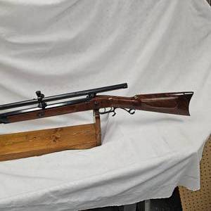 lot 51 image: TC Hawkins Custom 50 Cal w1878 Lyman Centennial Long Tube Era Scope, Century Model, by Lyman Company