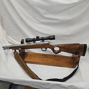 lot 56 image: Carland Rifle 50 Cal, Stainless Thumbhole Stock wScope, Sling
