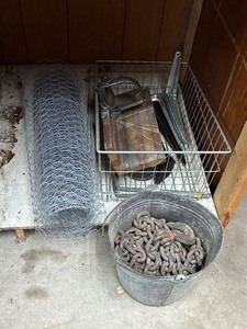 lot 115 image: Chain, Chicken Wire, Miter Box, Brackets