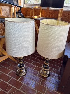 lot 58 image: Antique Brass Lamps