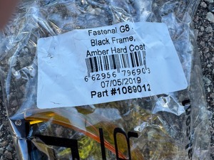 lot 112 image: Safety Glasses Fastenal G8 Black Frame, Amber Hard Coat (Five Pair)