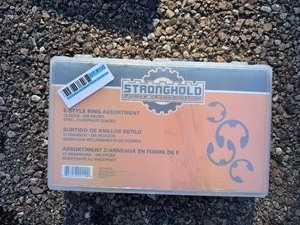 lot 130 image: Stronghold Power Transmission E-Style Ring Assortment. 12 Sizes 265 Pieces.  New in Plastic Wrapped Box.