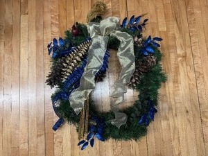 lot 97 image: Festive BlueGold Decorative Wreath