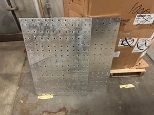 lot 13 image: Two Sheets of Aluminum with holes and magnets. 26x38x14