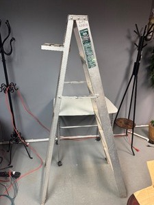 lot 52 image: Sears 6 Light Duty Aluminum Step Ladder. 175 Recommended Weight.