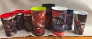 lot 139 image: Eight Superhero - 3D Cups Various Sizes