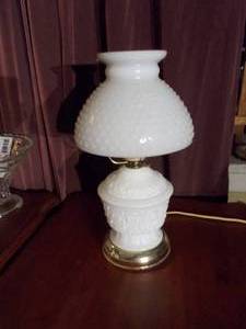 lot 123 image: Milk glass lamp