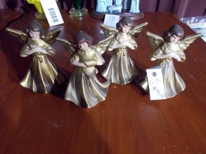 lot 158 image: The image displays a set of vintage Christmas angel figurines