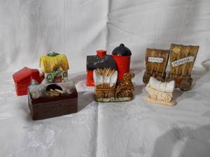 lot 168 image: Salt and pepper shakers and toothpicks holder