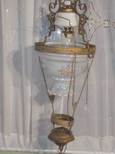 lot 370 image: glass hanging lantern,