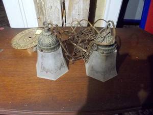 lot 373 image: vintage Art Deco style frosted glass pendant lamp