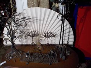 lot 375 image: vintage wrought iron floor candelabras