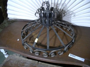lot 393 image: black wrought iron  chandelier frame.