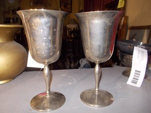 These are vintage silver-plated wine goblets
