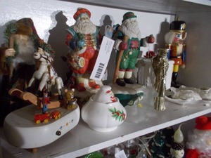 lot 241 image: A vintage collection of Christmas holiday figurines and collectibles
