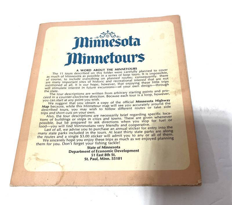 lot 104 image: Minnesota Minnetours Old State Map Travel Planner 30 X 25