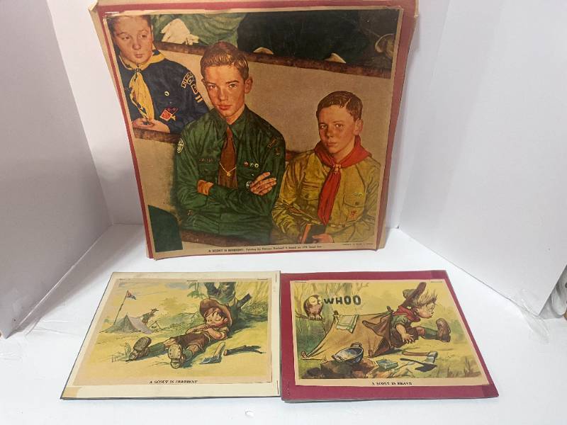 lot 45 image: Three Antique Boy Scout Pictures