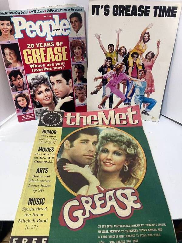 lot 79 image: Grease 20th Anniversary People Magazine, The Met Magazine and Movie Program