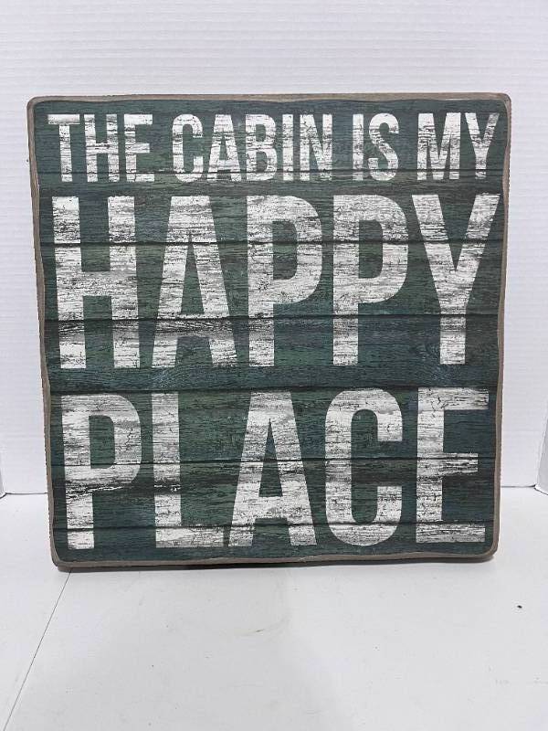 lot 122 image: Wooden Cabin Sign 15X15