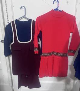 lot 64 image: Two 1960s Girls Outfits Daytons Dress and Girltown Pant Suit