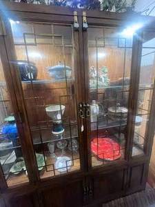 lot 3 image: Asian Inspired Vintage HutchDisplay Case Lighted