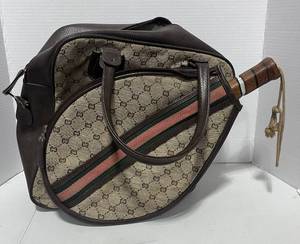 lot 134 image: Vintage Gucci Like Racquetball Bag w Racket