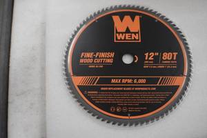 lot 30 image: WEN BL1280 12-Inch 80-Tooth Fine-Finish Professional Woodworking Saw Blade for Miter Saws and Table Saws