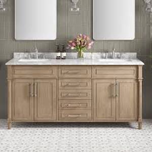 Home Decorators Collection Aberdeen 72 in. Double Sink Antique Oak Bath Vanity with Carrara Marble Top (Assembled)Customer Returns See Pictures