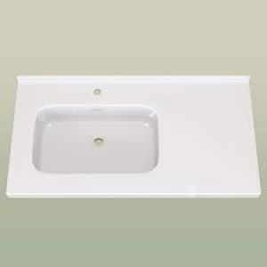 lot 14 image: Getpro 42 in. W x 22 in. D Solid Surface White Rectangular Left Single Sink Bath Vanity Top and Basin with 1.38 in. Backsplash  Customer Returns See Pictures