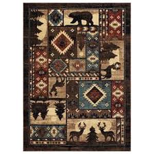 lot 15 image: Home Dynamix Buffalo Bear BrownRed 5 ft. x 7 ft. Indoor Area Rug  Customer Returns See Pictures