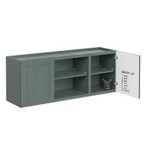 lot 17 image: MILLS PRIDE Greenwich Aspen Green 23 in. H x 60 in. W x 12 in. D Plywood Laundry Room Wall Cabinet with 3 Shelves   Customer Returns See Pictures