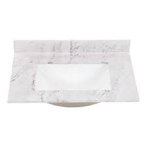 lot 47 image: Home Decorators Collection 31 in. W x 22 in. D Engineered Stone Composite White Rectangular Single Sink Vanity Top in Lunar    Customer Returns See Pictures