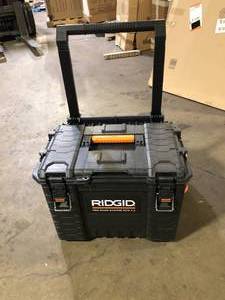 lot 51 image: RIDGID Pro Gear System Gen 2.0 Stackable 25 in All Terrain Rolling Tool Box with 9 in. Wheels   Customer Returns See Pictures
