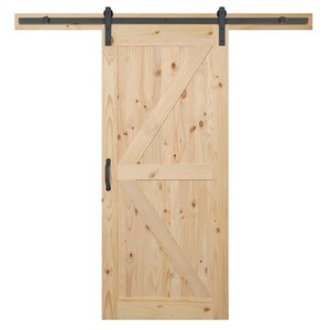 lot 25 image: Masonite 36 in. x 84 in. 1 Panel K-Bar Knotty Pine Wood Interior Sliding Barn Door Slab with Hardware Kit